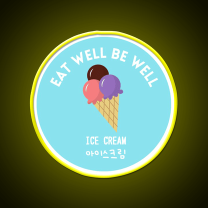 Ice Cream Scoop Cone Korean Food Sweet Snack Food Led Neon Sign Rgb Color - Shineneon