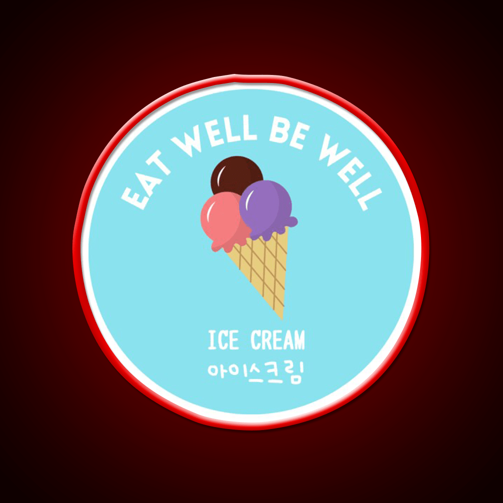 Ice Cream Scoop Cone Korean Food Sweet Snack Food Led Neon Sign Rgb Color - Shineneon