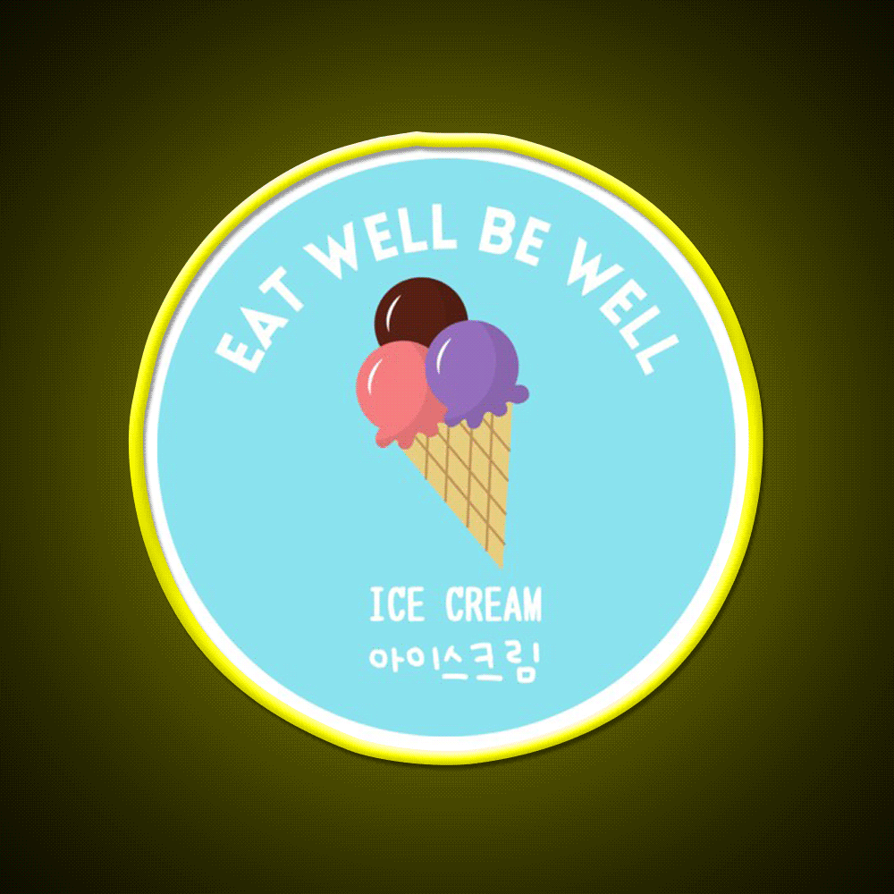 Ice Cream Scoop Cone Korean Food Sweet Snack Food Led Neon Sign Rgb Color - Custom LED neon sign front view