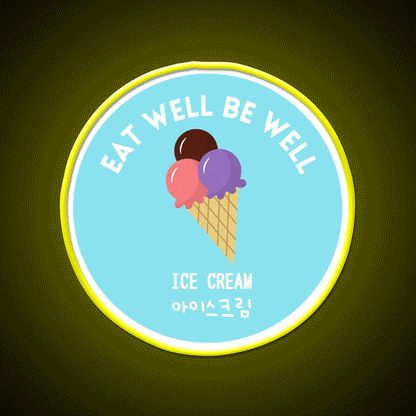 Ice Cream Scoop Cone Korean Food Sweet Snack Food Led Neon Sign Rgb Color - Custom LED neon sign front view