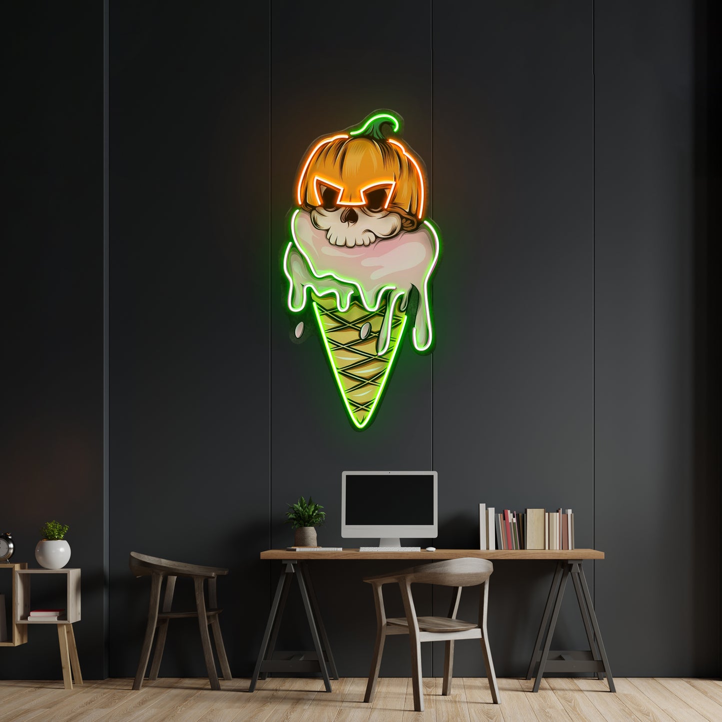 Ice Cream Skull Led Neon Sign Light Custom Led Signs