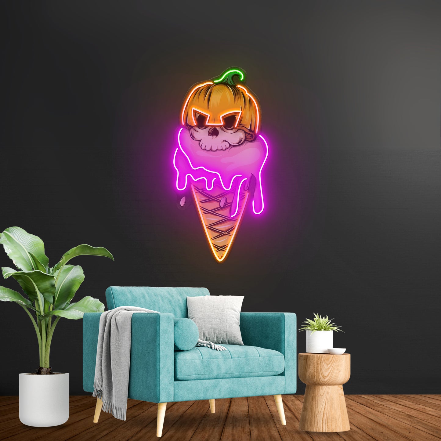 Ice Cream Skull Led Neon Sign Light Custom Led Signs