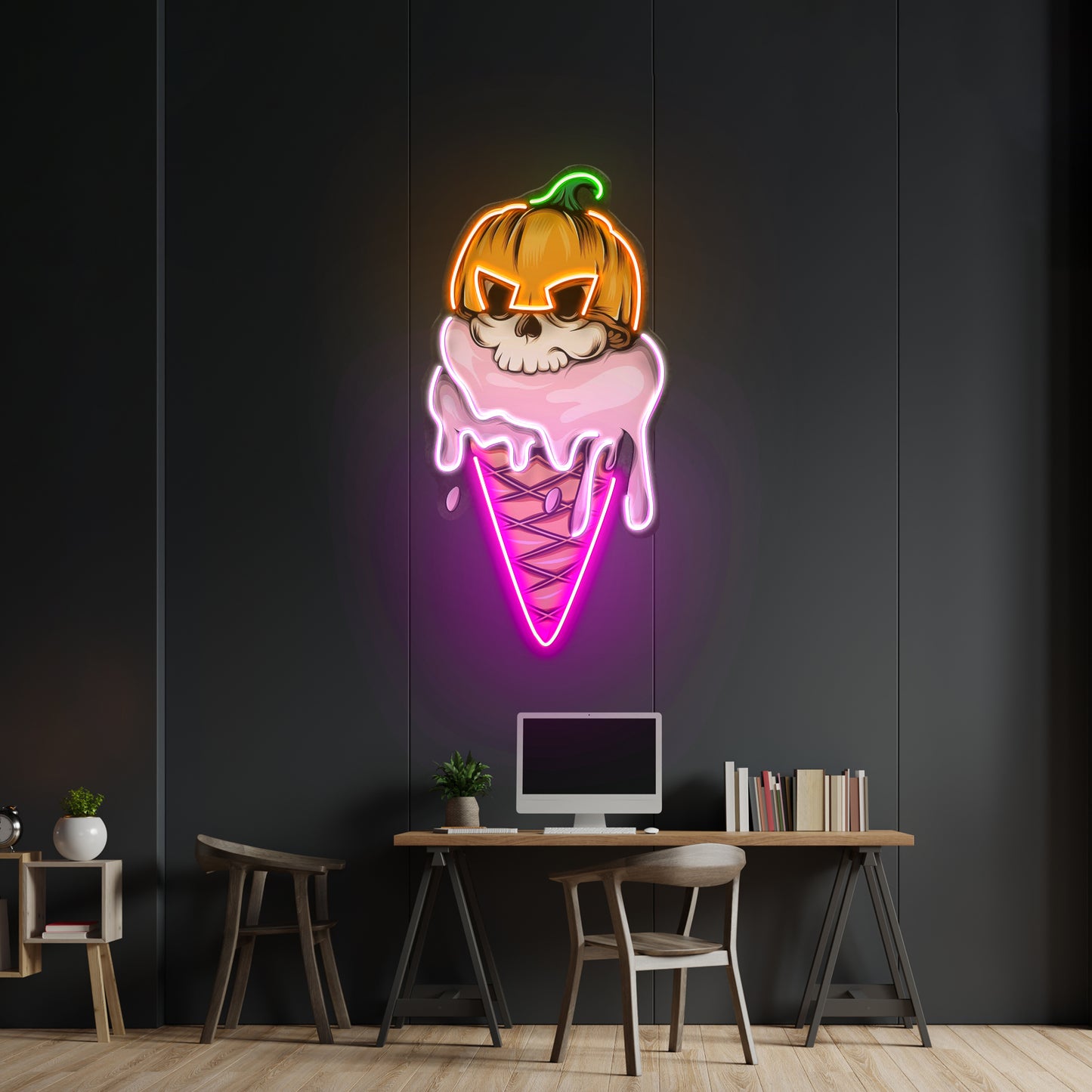 Ice Cream Skull Led Neon Sign Light Custom Led Signs