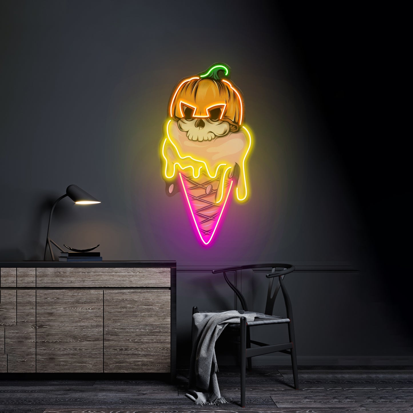 Ice Cream Skull Led Neon Sign Light Custom Led Signs