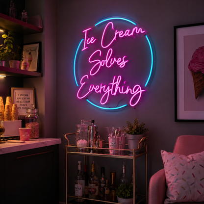 Ice Cream Solves Everything LED Neon Sign Wall Neon Sign - 02 High-Converting Product Image