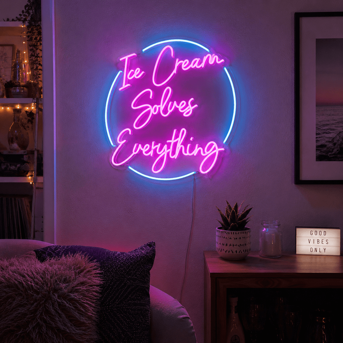 Ice Cream Solves Everything LED Neon Sign Wall Neon Sign - Shineneon