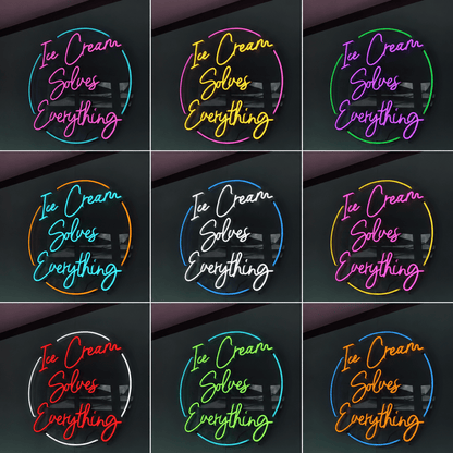Ice Cream Solves Everything LED Neon Sign Wall Neon Sign - Shineneon