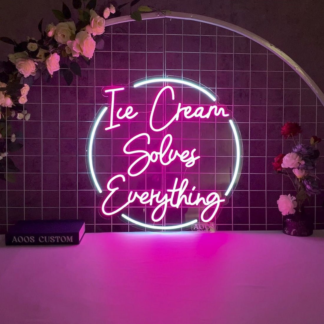 Ice Cream Solves Everything Led Sign Business Neon Signs Wall Art - Shineneon