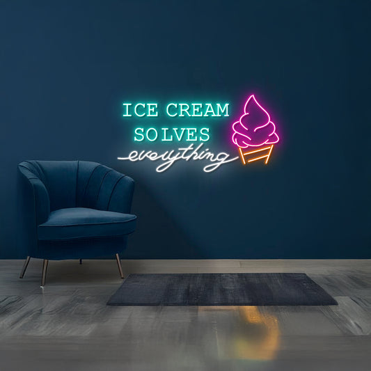 Ice Cream Solves Everything Neon Sign