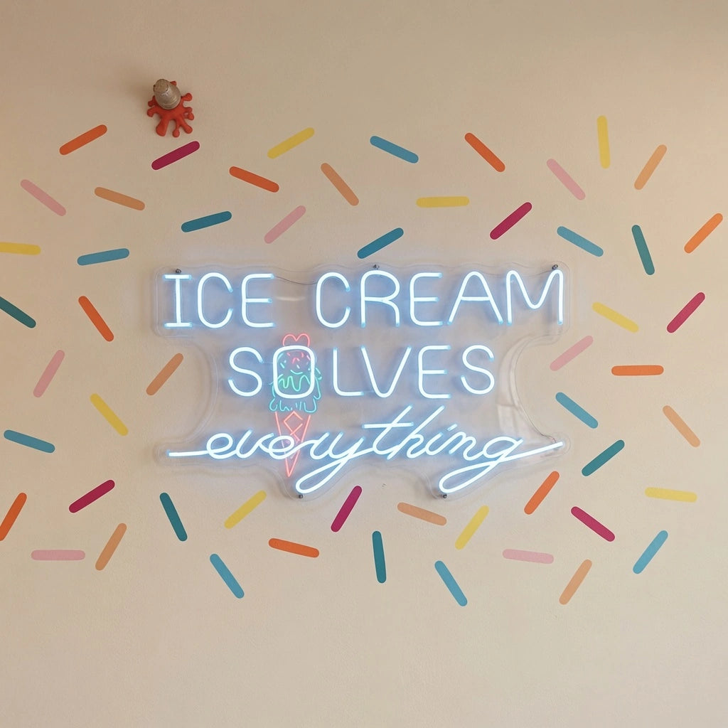 Ice Cream Solves Everything Wall Decor LED Neon Sign - 01 Original Product Image