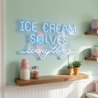 Ice Cream Solves Everything Wall Decor LED Neon Sign - 03 Real Lifestyle Scene