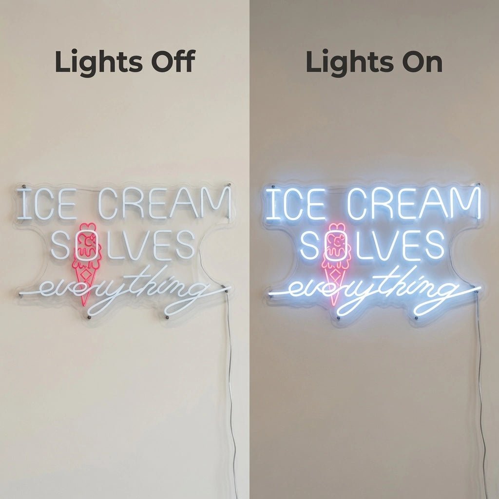 Ice Cream Solves Everything Wall Decor LED Neon Sign - Shineneon