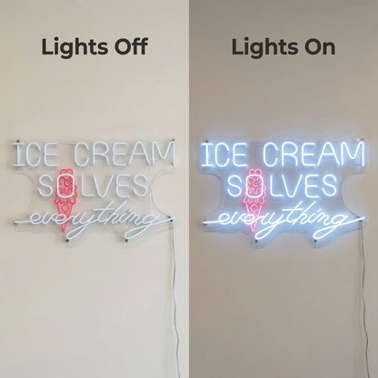 Ice Cream Solves Everything Wall Decor LED Neon Sign - Shineneon