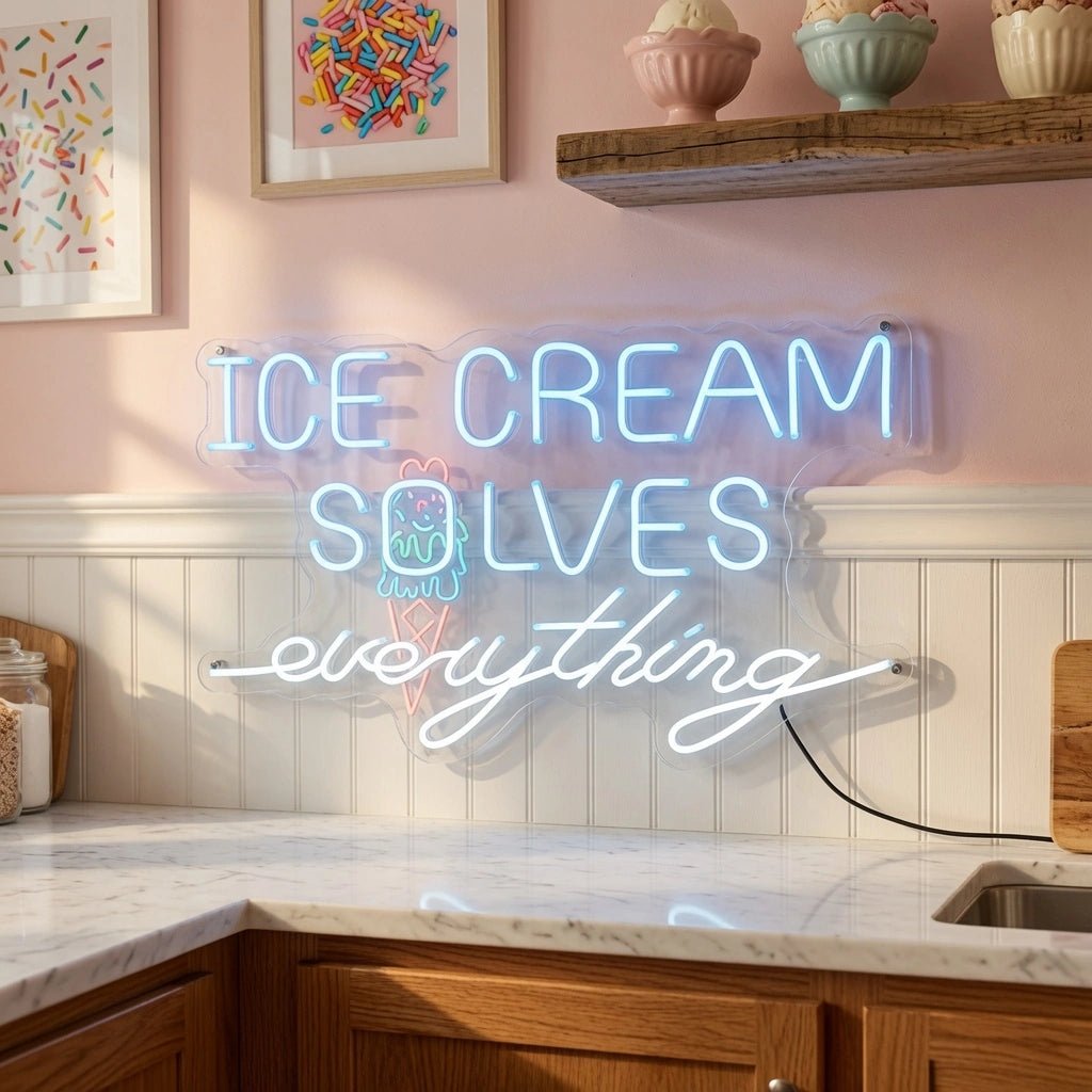 Ice Cream Solves Everything Wall Decor LED Neon Sign - Shineneon