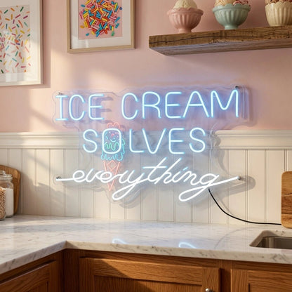 Ice Cream Solves Everything Wall Decor LED Neon Sign - Shineneon
