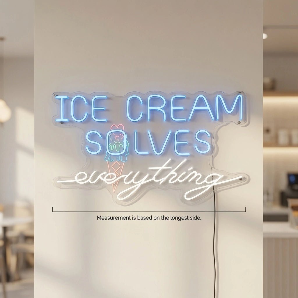 Ice Cream Solves Everything Wall Decor LED Neon Sign - Shineneon