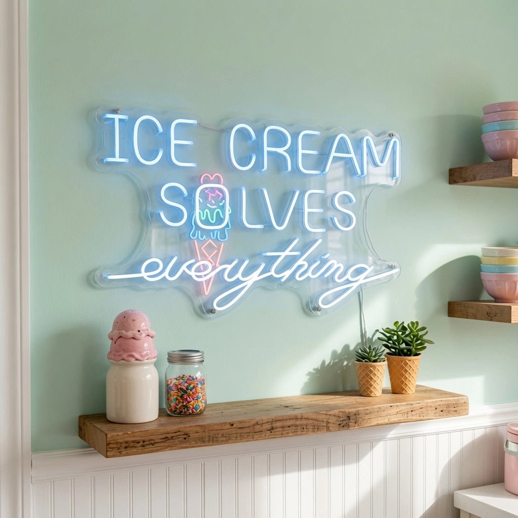 Ice Cream Solves Everything Wall Decor LED Neon Sign - Shineneon