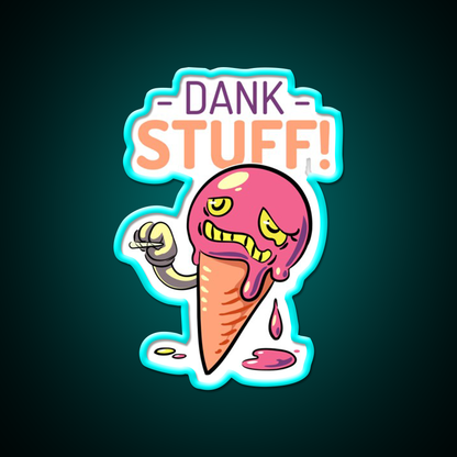 Ice Cream Weed Leaf Dunk Stuff Hemp Inspired Green Leaf Led Neon Sign Rgb Color - Size and dimension reference