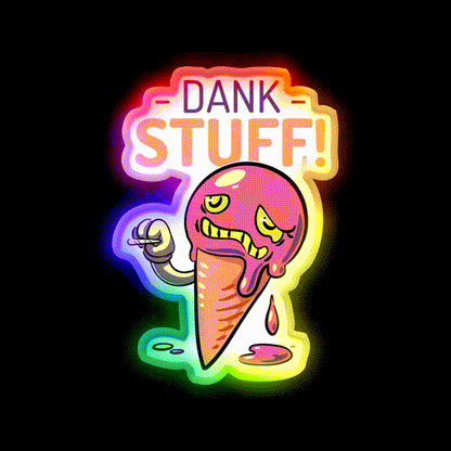 Ice Cream Weed Leaf Dunk Stuff Hemp Inspired Green Leaf Led Neon Sign Rgb Color - LED neon sign close-up detail