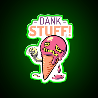 Ice Cream Weed Leaf Dunk Stuff Hemp Inspired Green Leaf Led Neon Sign Rgb Color - Shineneon