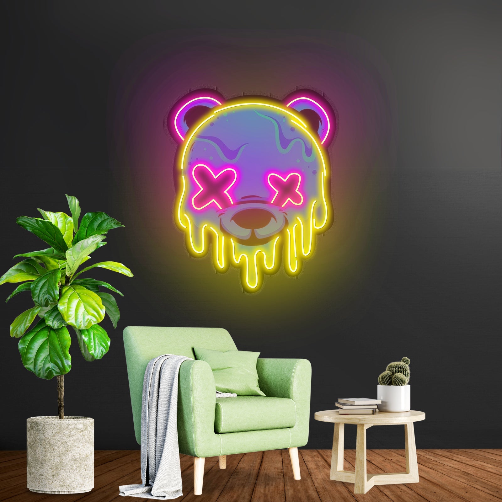 Ice Head Bear Led Neon Acrylic Artwork For Sale - Shineneon