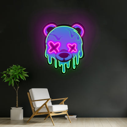 Id Rather Be Camping Heart Nature Artwork Pink Neon Sign