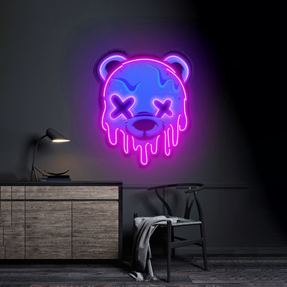 Ice Head Bear Led Neon Acrylic Artwork For Sale