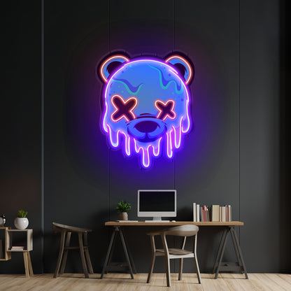 Ice Head Bear Led Neon Acrylic Artwork For Sale