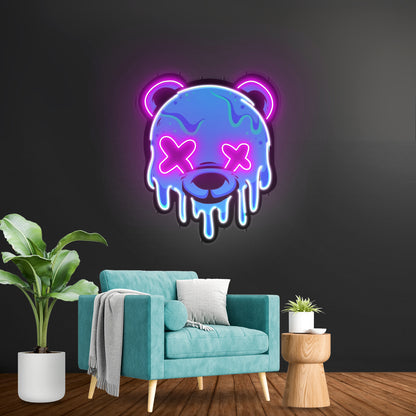 Ice Head Bear Led Neon Acrylic Artwork For Sale