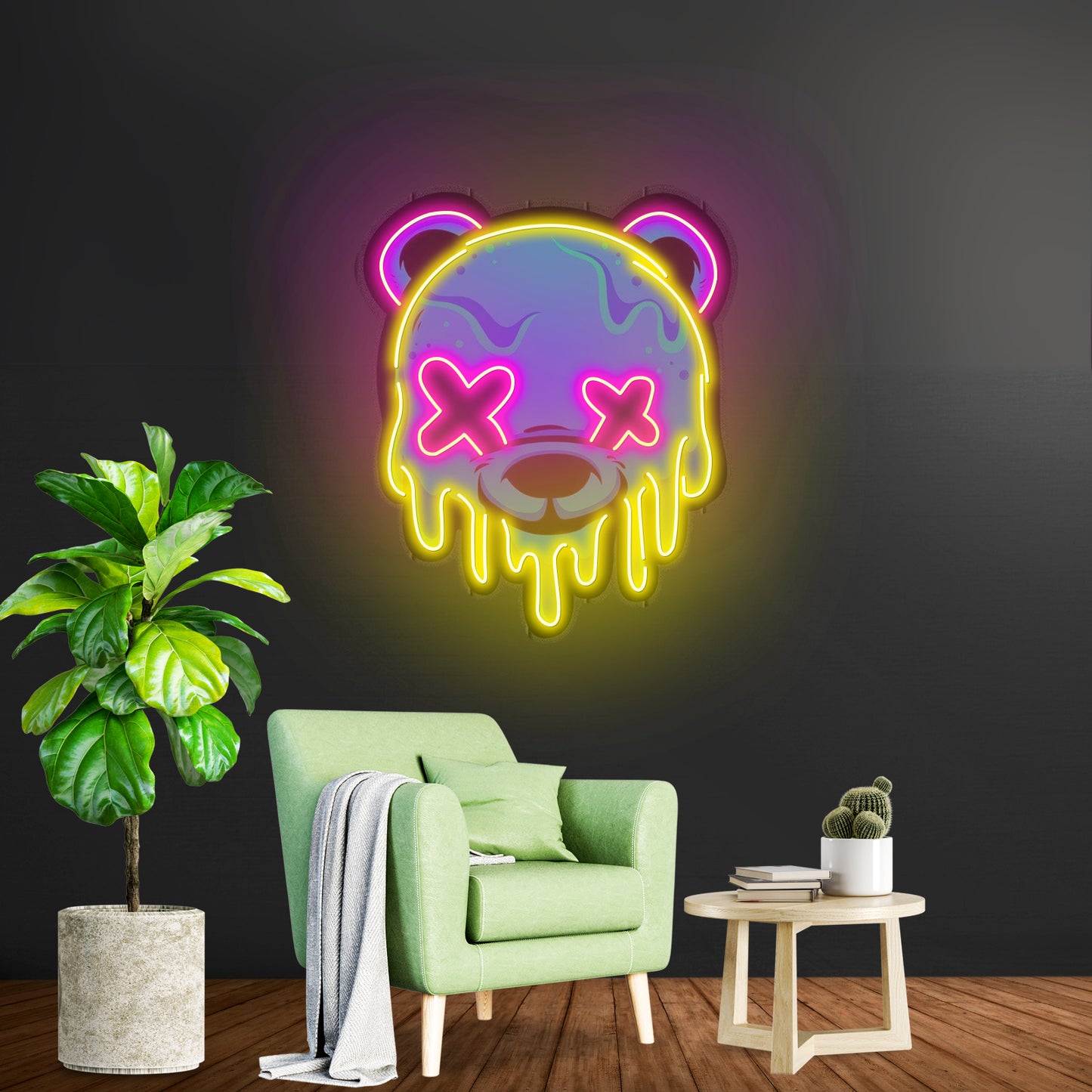 Ice Head Bear Led Neon Acrylic Artwork For Sale