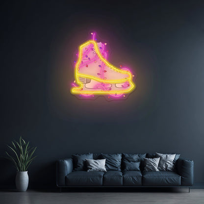 Ice Skate With Lights Artwork Neon Wall Signs - Shineneon