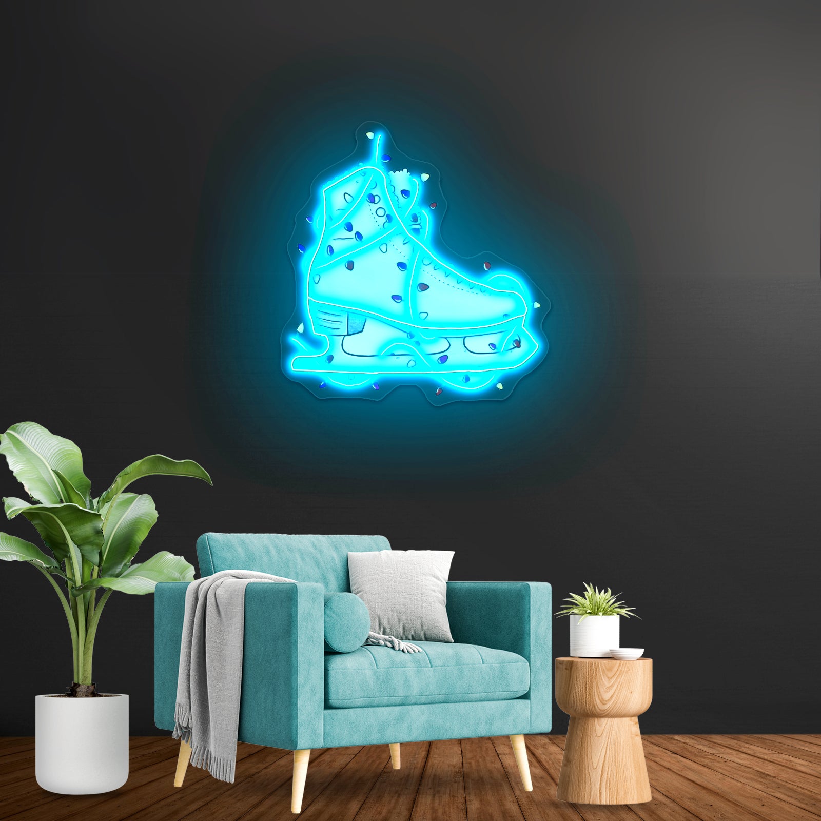 Ice Skate With Lights Artwork Neon Wall Signs