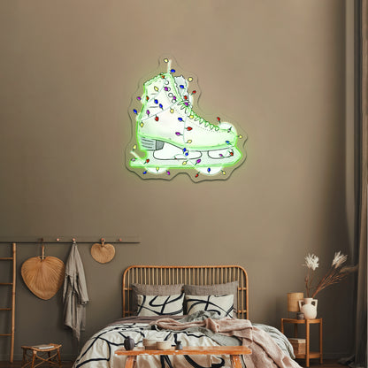 Ice Skate With Lights Artwork Neon Wall Signs