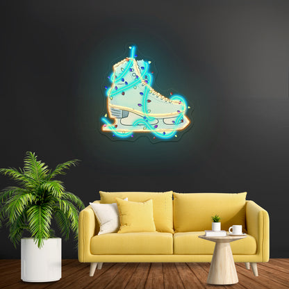 Ice Skate With Lights Artwork Neon Wall Signs