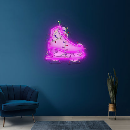 Ice Skate With Lights Artwork Neon Wall Signs