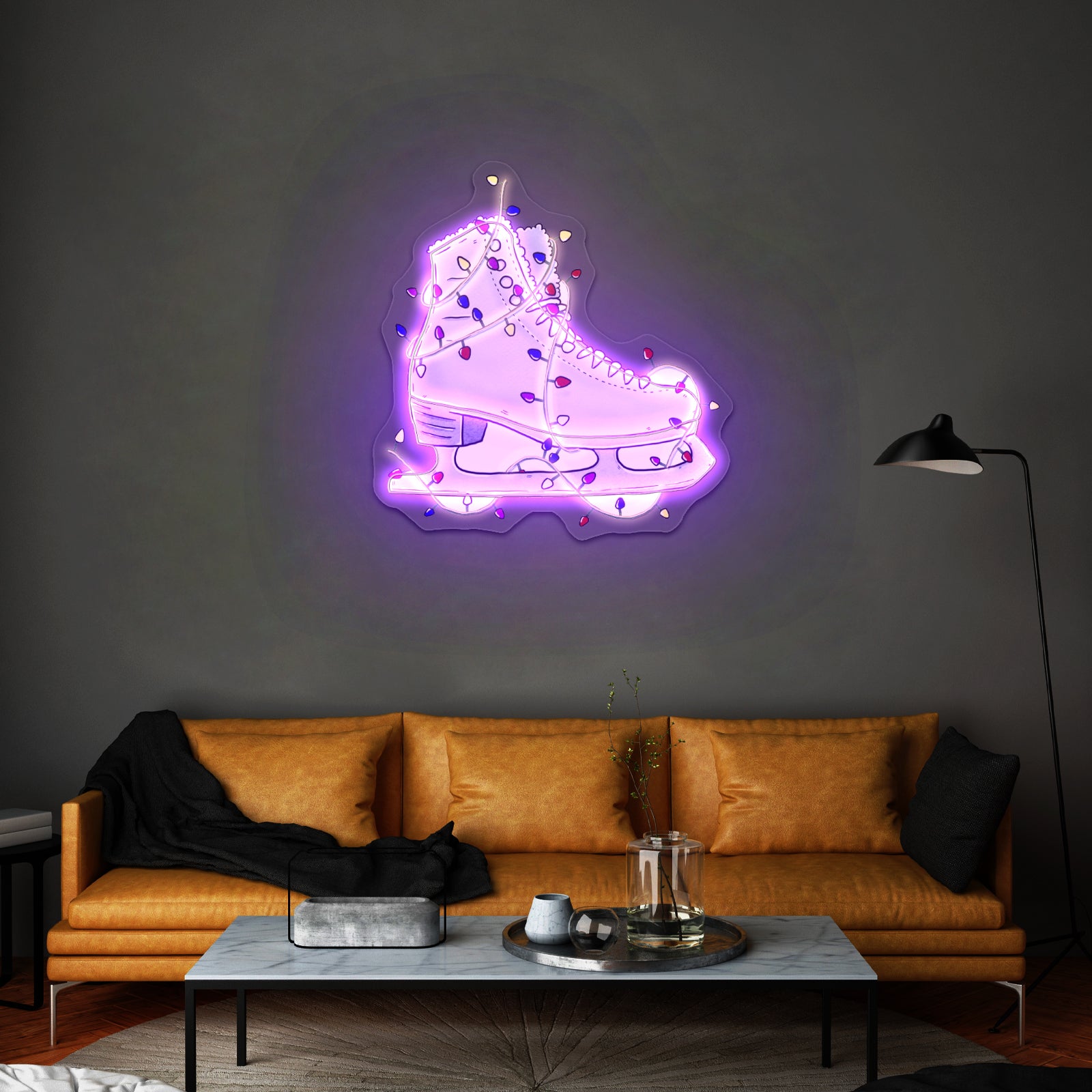 Ice Skate With Lights Artwork Neon Wall Signs