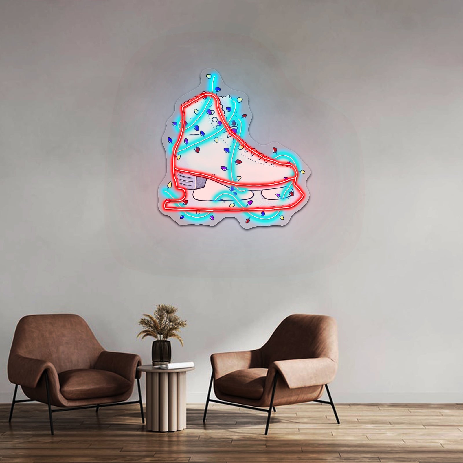 Ice Skate With Lights Artwork Neon Wall Signs