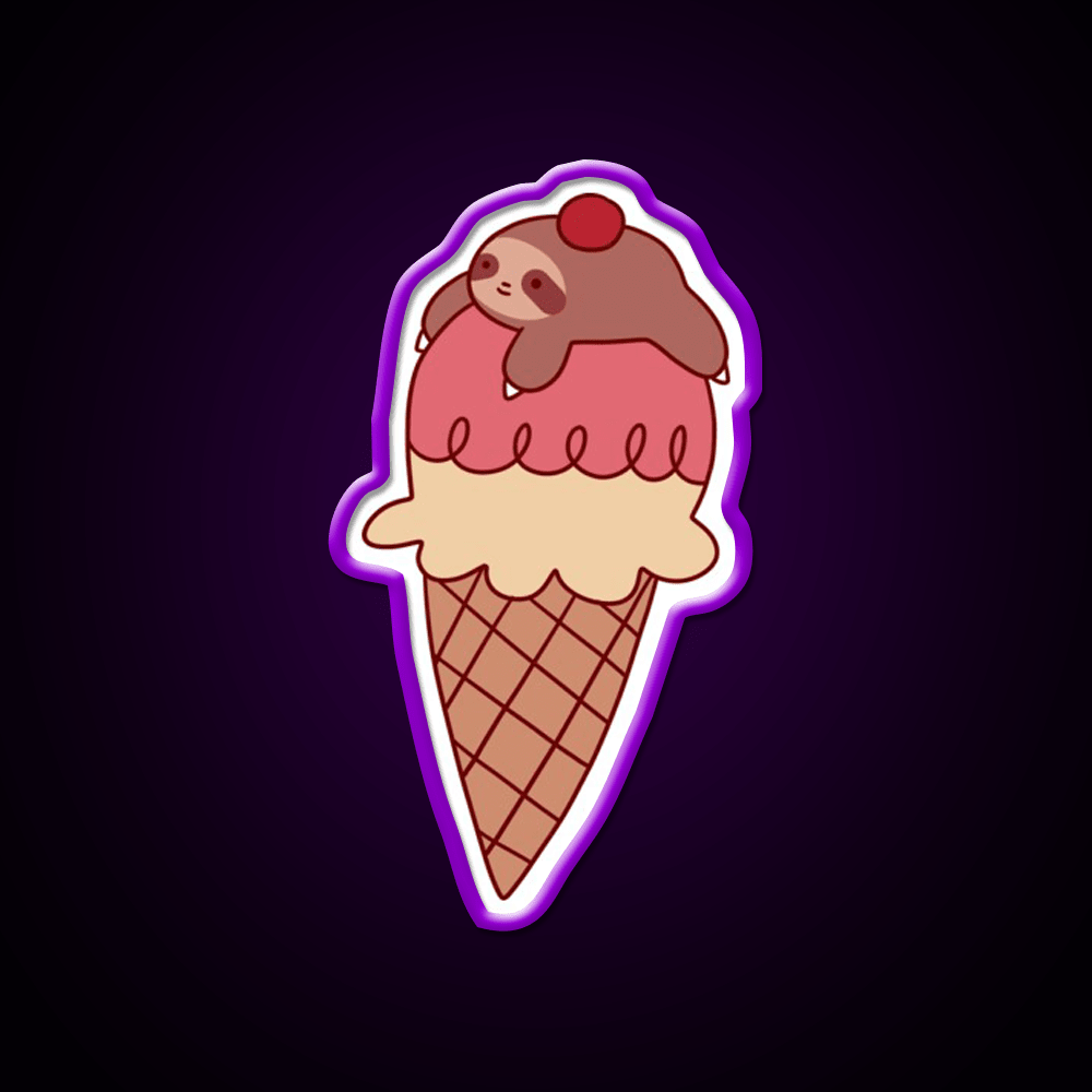 Icecream Sloth Snack Food Led Neon Sign Rgb Color - Shineneon