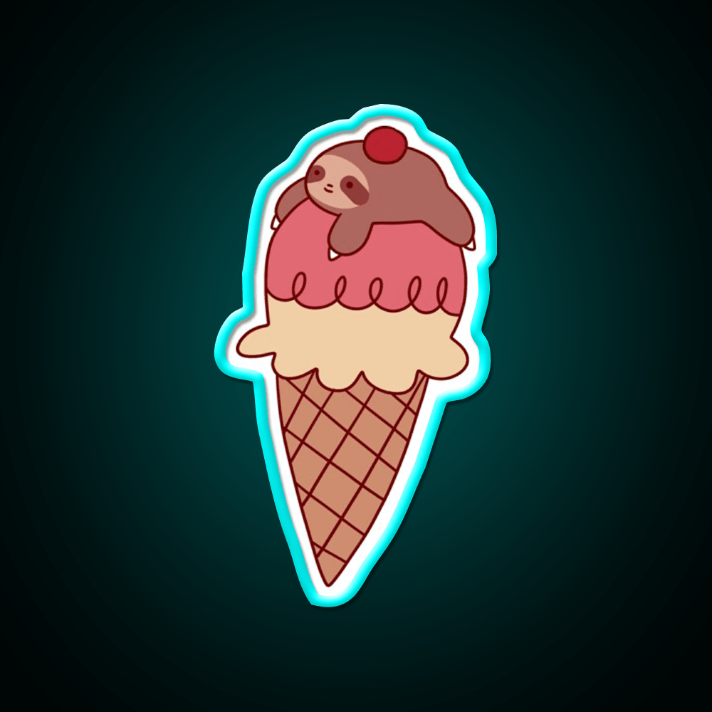 Icecream Sloth Snack Food Led Neon Sign Rgb Color - Shineneon