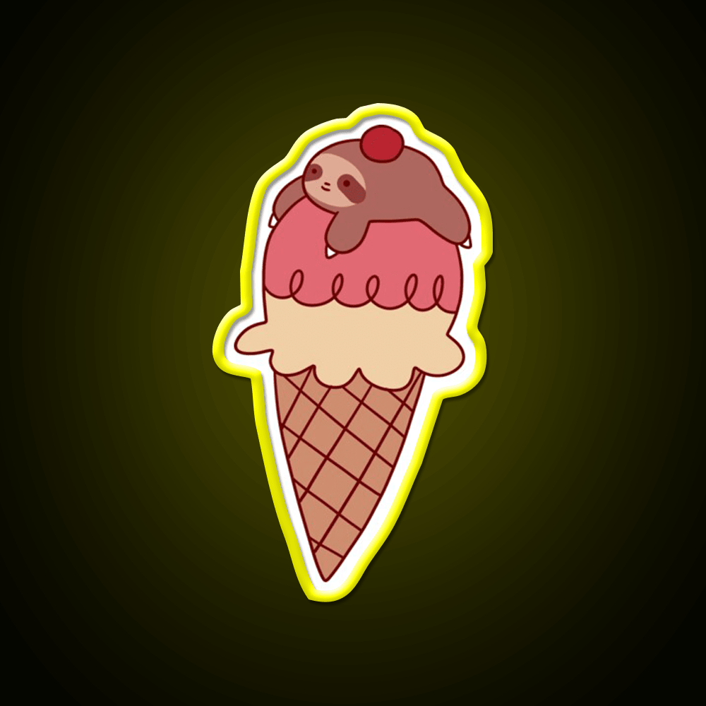 Icecream Sloth Snack Food Led Neon Sign Rgb Color - Shineneon