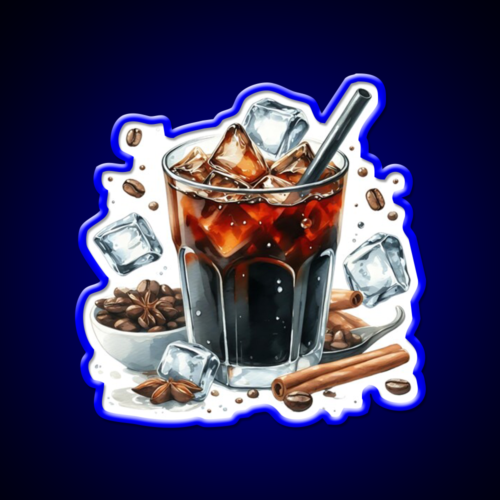 Iced Coffee Cold Brew Cafe Led Neon Sign Espresso Bar Art Rgb Color