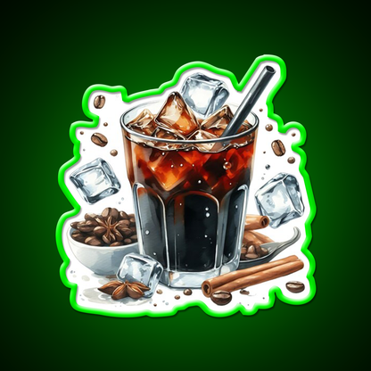 Iced Coffee Cold Brew Cafe Led Neon Sign Espresso Bar Art Rgb Color