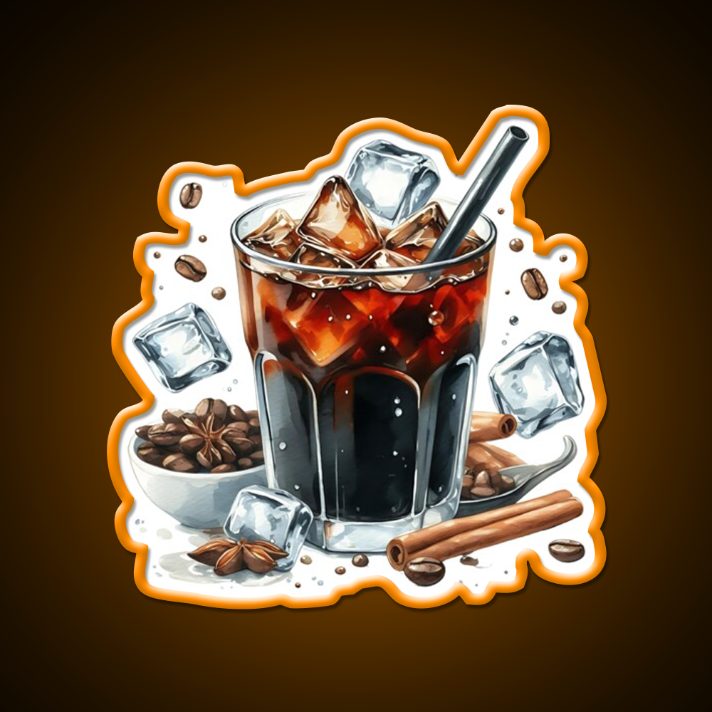 Iced Coffee Cold Brew Cafe Led Neon Sign Espresso Bar Art Rgb Color