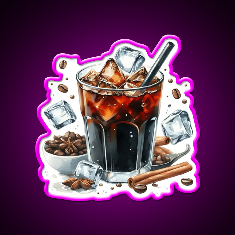 Iced Coffee Cold Brew Cafe Led Neon Sign Espresso Bar Art Rgb Color