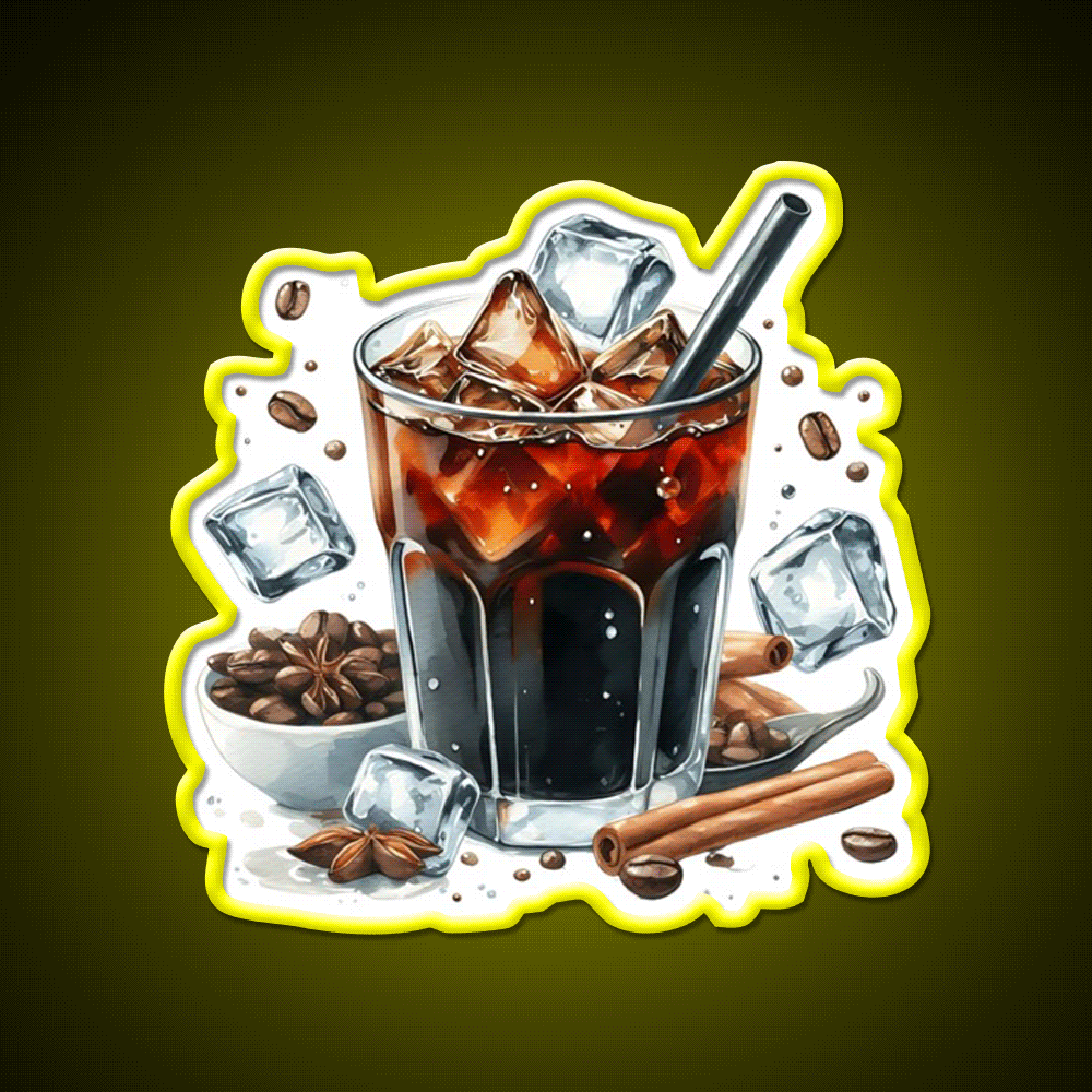Iced Coffee Cold Brew Cafe Led Neon Sign Espresso Bar Art Rgb Color