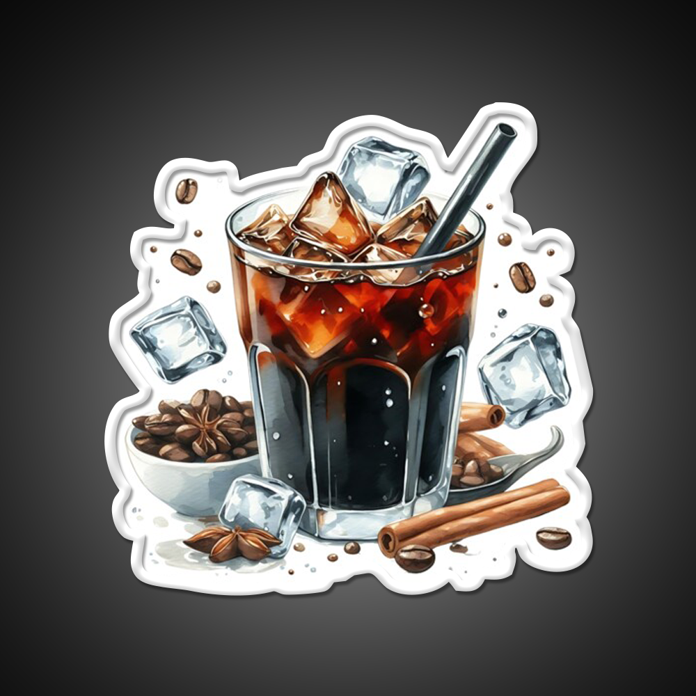 Iced Coffee Cold Brew Cafe Led Neon Sign Espresso Bar Art Rgb Color