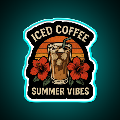 Iced Coffee Summer Vibes Cafe Led Neon Sign Espresso Bar Art Rgb Color