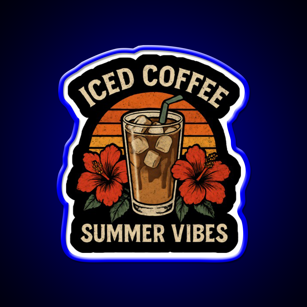 Iced Coffee Summer Vibes Cafe Led Neon Sign Espresso Bar Art Rgb Color