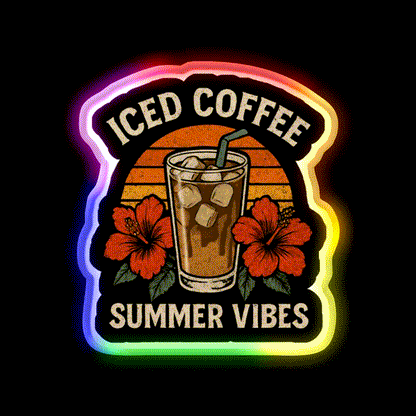 Iced Coffee Summer Vibes Cafe Led Neon Sign Espresso Bar Art Rgb Color