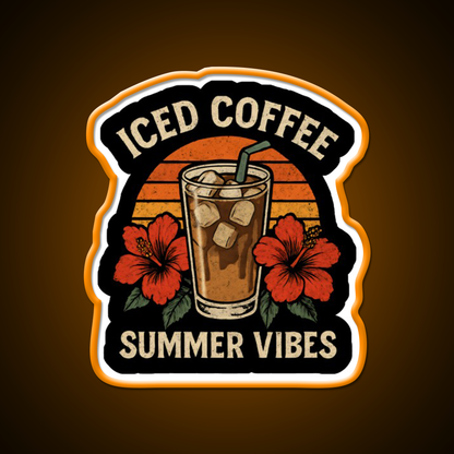 Iced Coffee Summer Vibes Cafe Led Neon Sign Espresso Bar Art Rgb Color